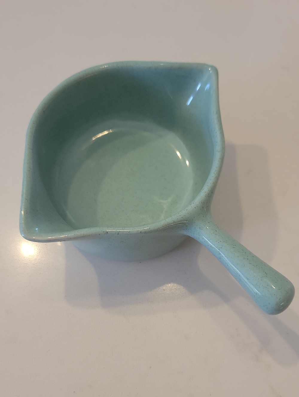 Vintage USA Mint Pottery Bowl With Handle And Spout